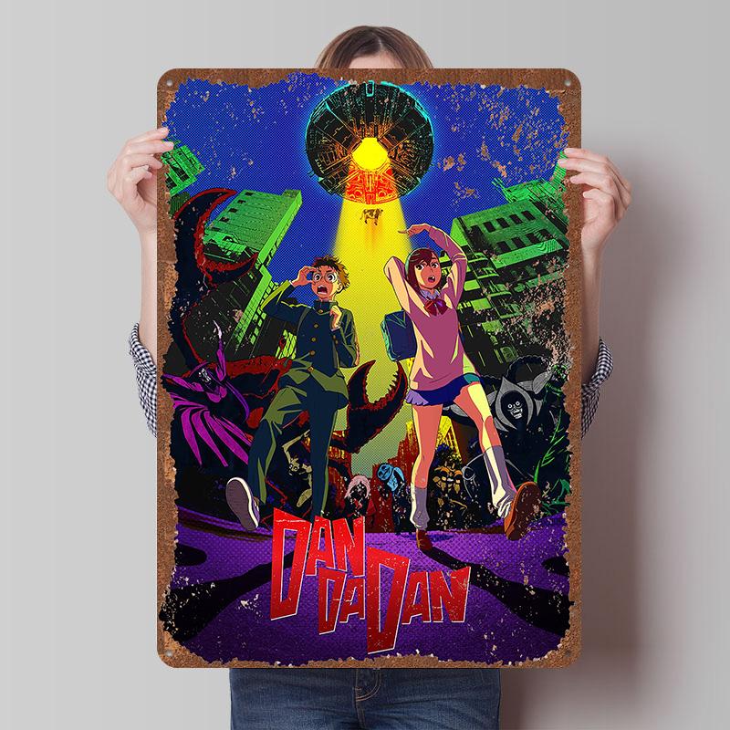DAN DA DAN Tinplate Posters Custom Wall Art Vintage Metal Signs Retro Tin Plaque for Bedroom Decoration Gaming Home Decorations