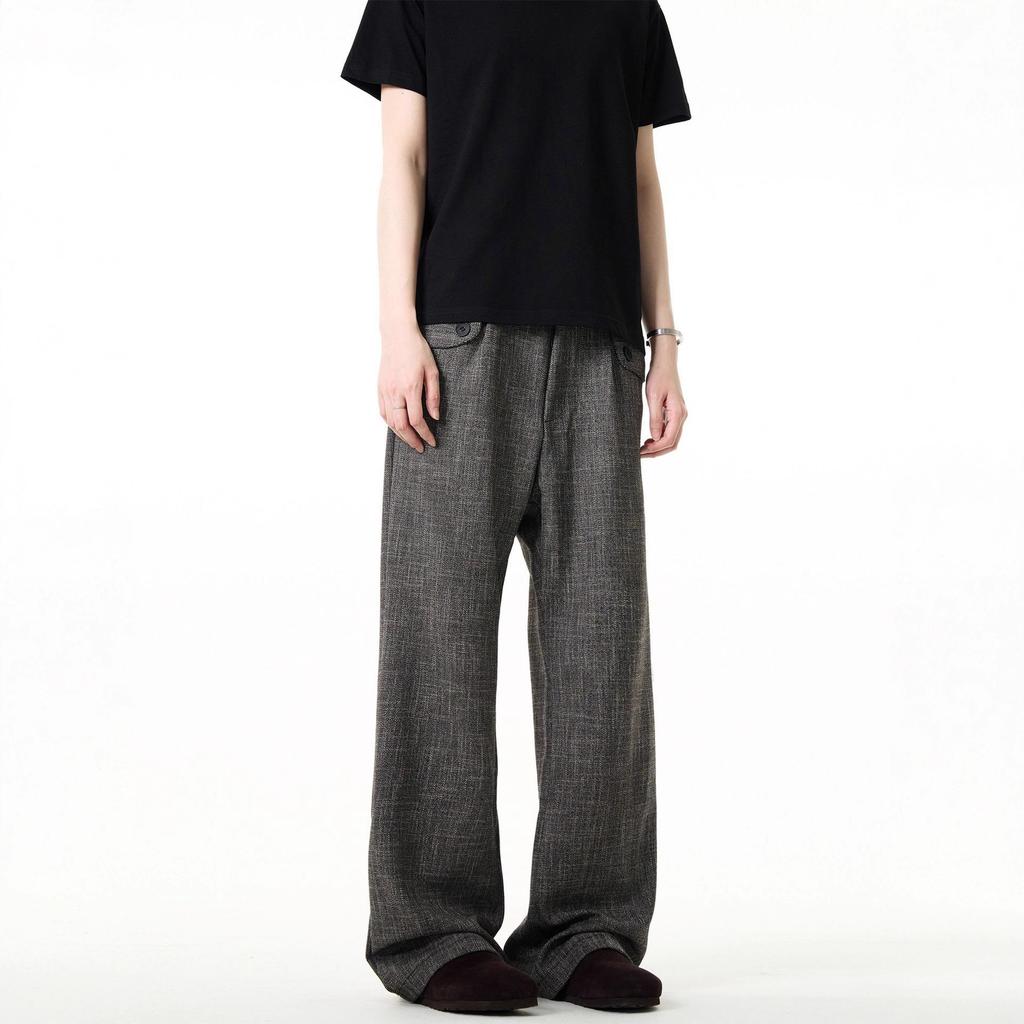 Old money wind bamboo pattern vintage spring and autumn new women's loose trousers men's retro straight pants