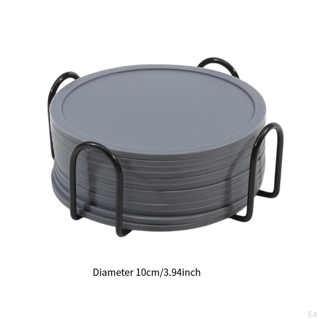 12 Pieces 10cm Silicone Coasters Coffee Coaster Heat Resistant Glass Cushion for Restaurant