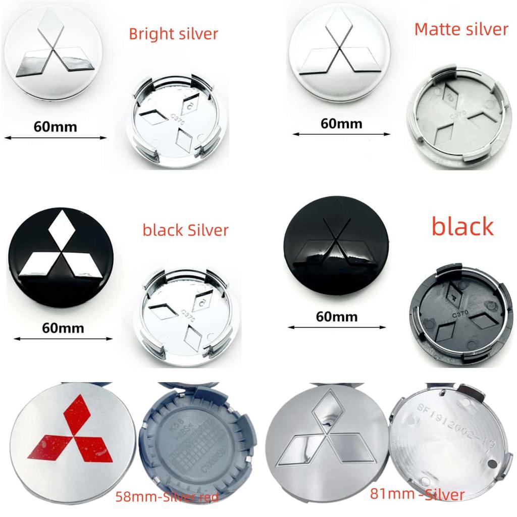 4 Stück/Set 58mm 60mm 81mm rot schwarz silber Auto Radnabenkappen für Mitsubishi Lancer ASX Outlander EVO Montero Mirage