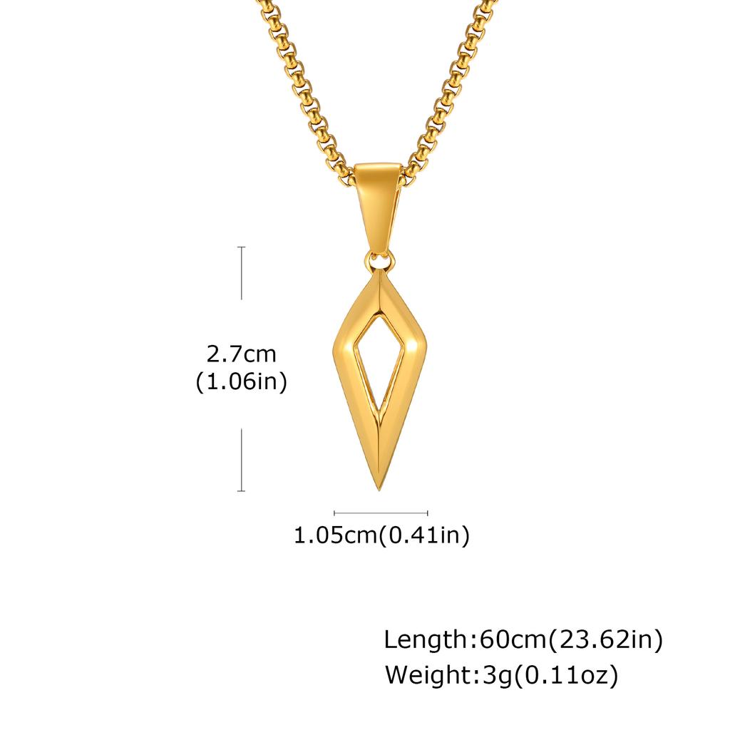 Classic Geometric Rhombus Pendant Necklaces, Four Pointed Star Stainless Steel Necklace, Fashion Punk Jewelry for Men Boys Gift
