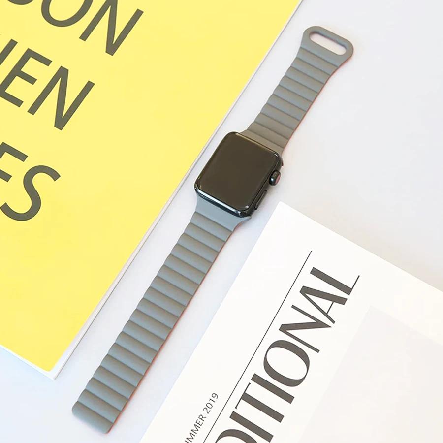 Magnetic Loop For Apple Watch Band 44mm Ultra 49mm 40mm 45-41mm Silicone Bracelet iWatch 10 9 8 7 6 5 SE For Correa Apple Watch