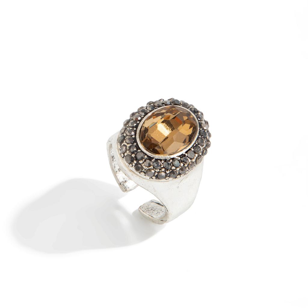 Vintage Square Acrylic Diamond Ring, Fashionable Geometric Imitation Gemstone Ring, Index Finger Ring