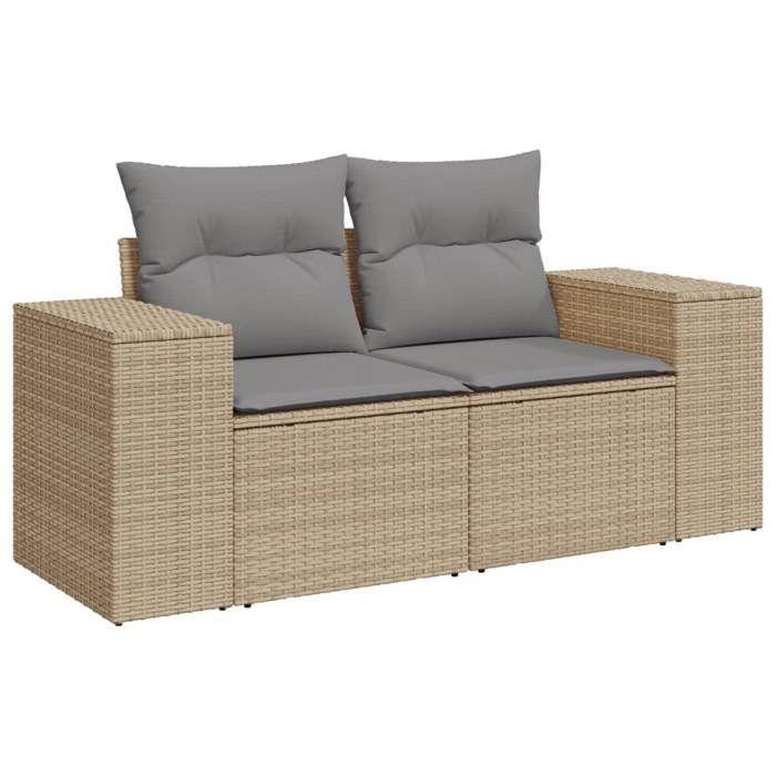 VidaXL Salon de Jardin avec Coussins 5 pcs, Canapés de Terrasse, Ensemble de Meubles de Patio, Mobilier d'Extérieur, Beige 3222528