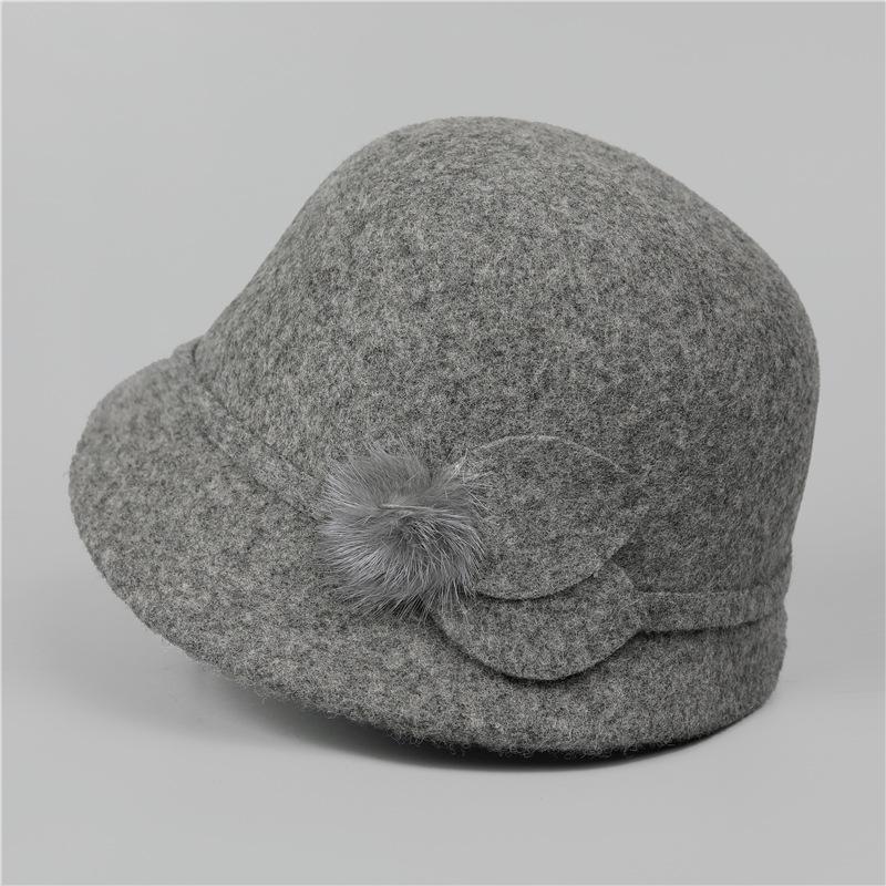 Autumn and winter hat women's wool woolen basin hat thickened thermal top hat