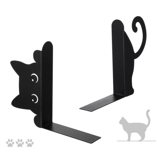 Metal Animal Bookends Black Cat/Reindeer/Dragon Book Ends for Home Office Bookshelf Desk Decor Cute Book Stopper Gifts for Women