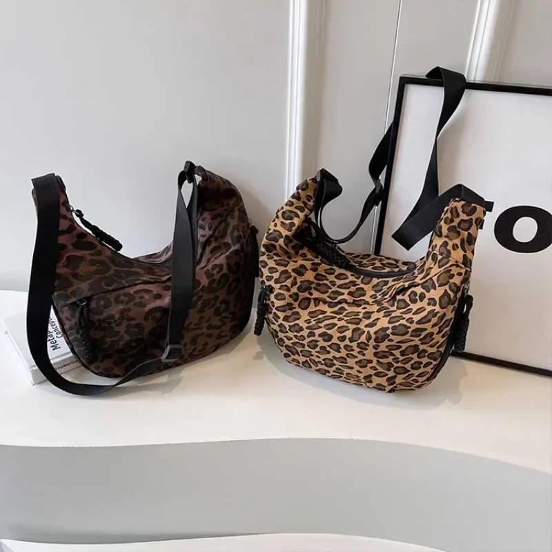 Leopard Print Crossbody Bags for Women Corduroy Casual Shoulder Tote Bags Ladies Sac A Main Femme Designer Luxury Handbags
