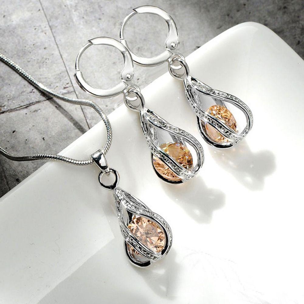 

Элегантное женское ожерелье в форме спирали со стразами, модный комплект ювелирных изделий, серьги в корейском стиле, комплект из цинка и сплава цинка