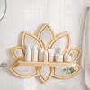 Lotus Wood Shelf Wooden Lotus Floating Shelf with Mirror Detachable Wall Shelf Ledge Decorative Display Wall Shelf Bedroom