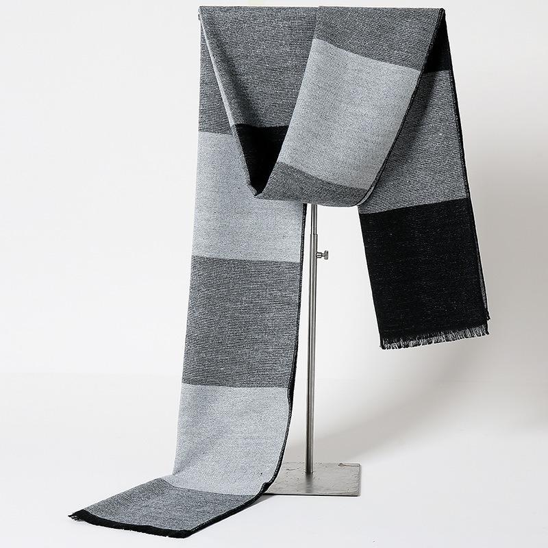 Plaid Men Scarf Winter Cashmere Warm Neckerchief Men'S Scarves Business Long Pashmina Shawl Christmas Gifts For Man