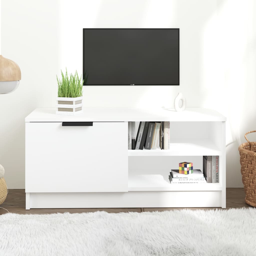 Vidaxl Szafka Pod Tv, Biała, 80X35X36,5 Cm, Materiał Drewnopochodny