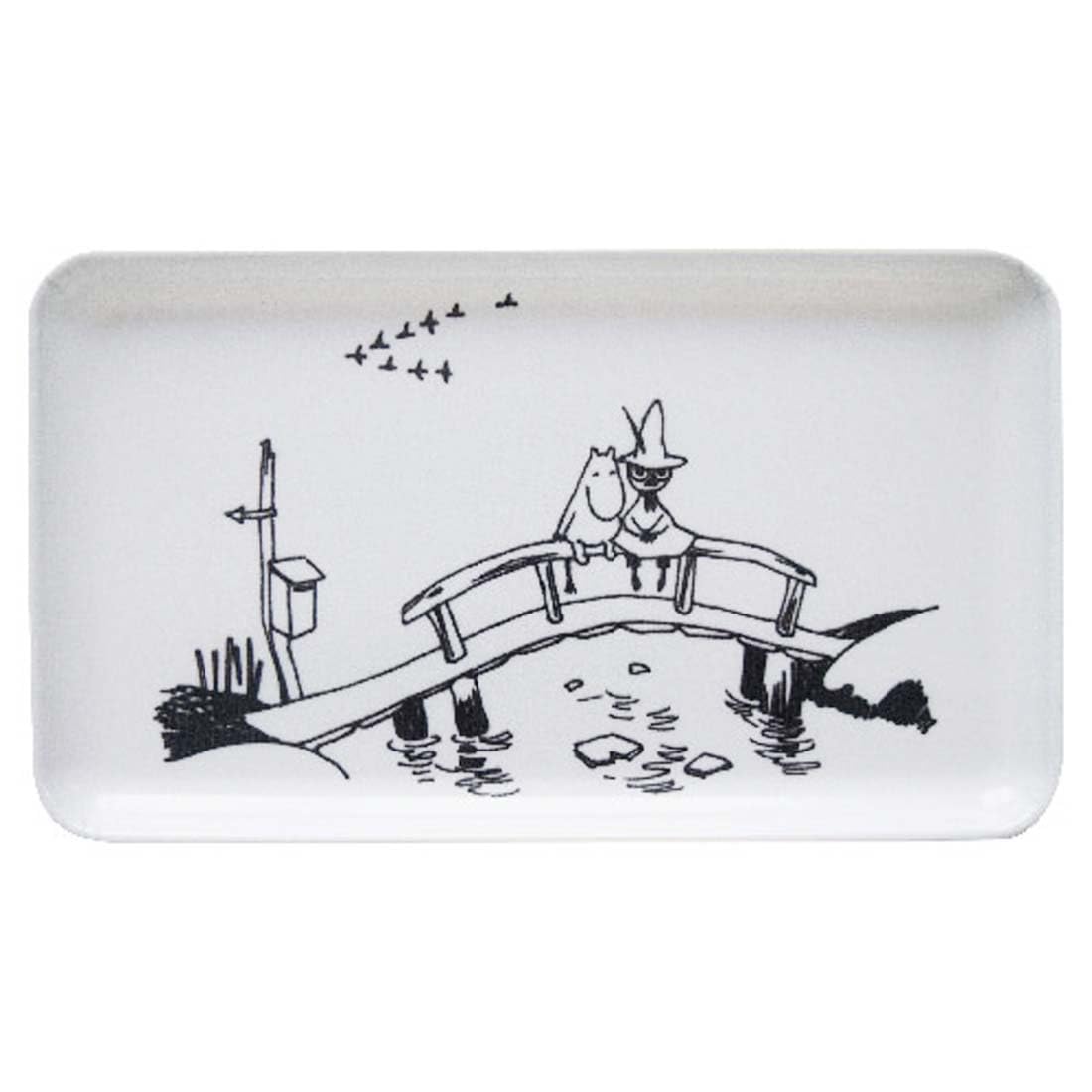 

Okato Moomin Tray, Non-Slip, Dishwasher and Microwave Safe, Small, Moomin on a Bridge Design, Width 21.5 x Height 1.2 x Depth 12.5cm, Made in Japan