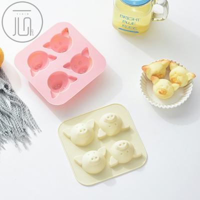 4 gleichmäßige Schweineform-Silikon-Kuchenform, Reiskuchenform, Dampfkuchenform, Backwerkzeug, handgefertigte Seifenform