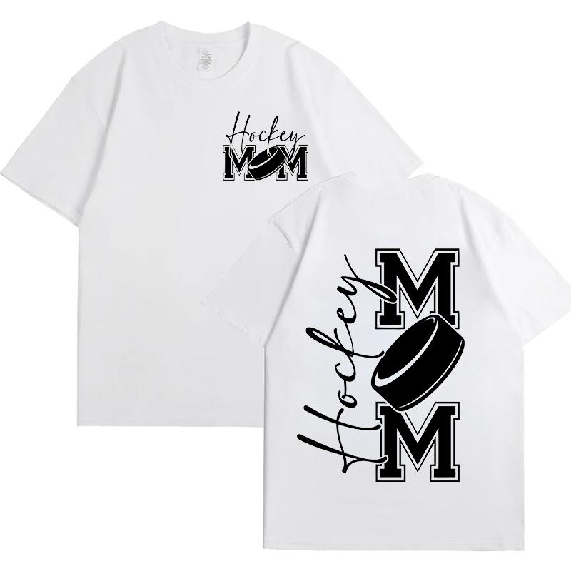 Hockey Mom Tshirts for Women Short Sleeve Tees Fashion Front and Back Printed Game Day Vibes Graphic Yk Tops FeUnisex Clothing