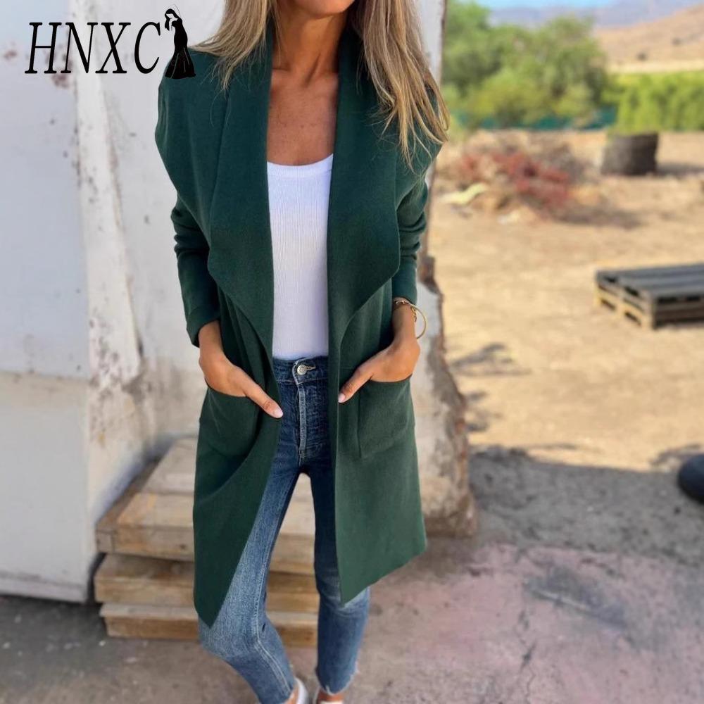 

HNXC Женские винтажные повседневные куртки и пальто с принтом в клетку, с длинным рукавом, с воротником поло, на осень-зиму XXXXXL зелёный