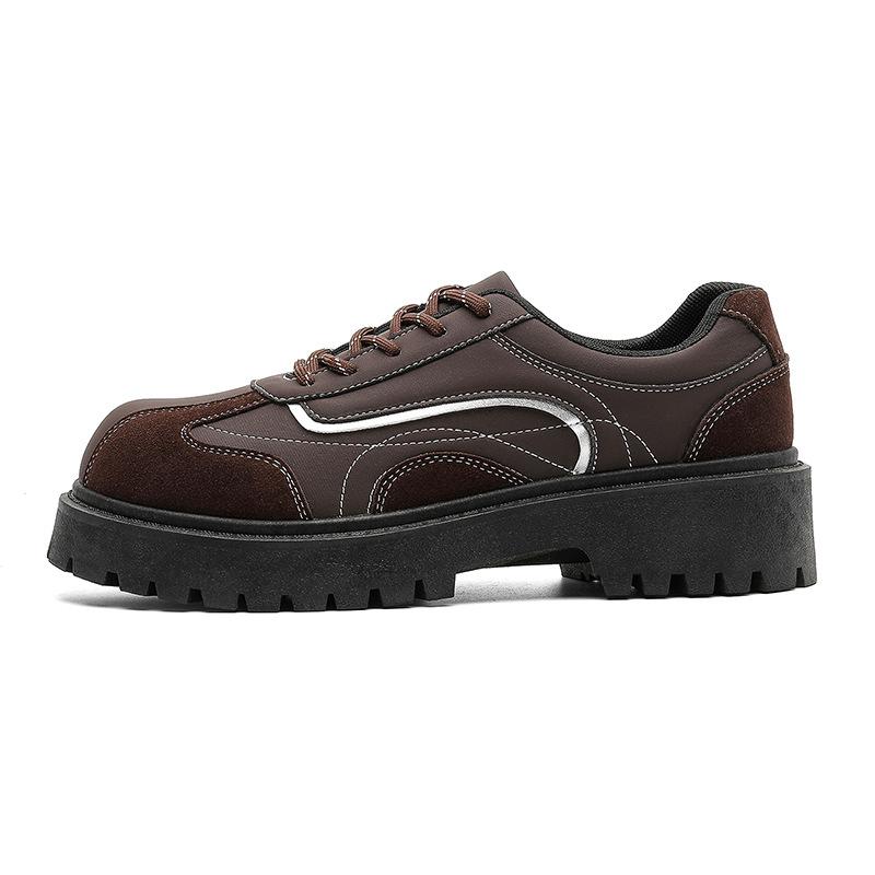Retro Derby shoes men's height increase splicing casual leather shoes punk fashion platform big head shoes