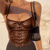Women Style Vintage PU Leather Breasted Breastwrapped Vest