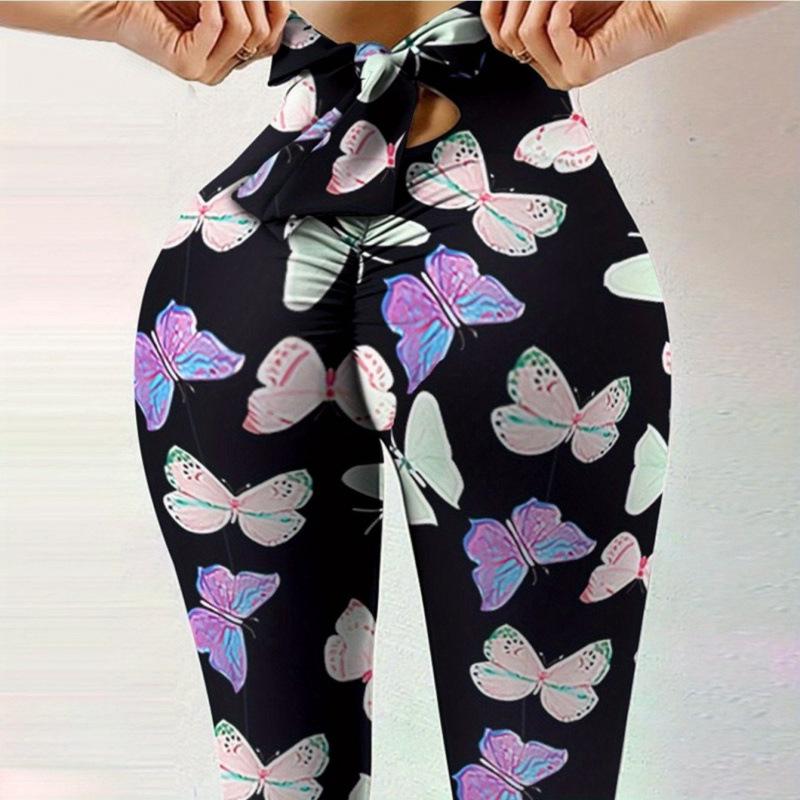 

Leopard Print High-Waisted Yoga Leggings with Bow Detail - 2025 Sports Series L
