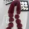 Magnetic Faux Fox Fur Scarf with Pom-Poms - Double-Sided Plush Shawl for Autumn/Winter.