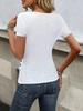 T-shirt uni ajusté à col en V et manches courtes pour femme - Printemps/Été 2026