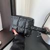 Simple Women Puffy Quilted Padded Makeup Storage Bag Space Cotton Clutches Zipper Solid Color Small Cosmetic Handbag MIT