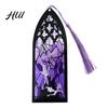 Acrylic Bookmark Stained Glass Art Bookmark, Halloween Dark Aesthetic Book Mark, Transparent Reading Gift Accessory Page Marker with Tassel, Gifts for
