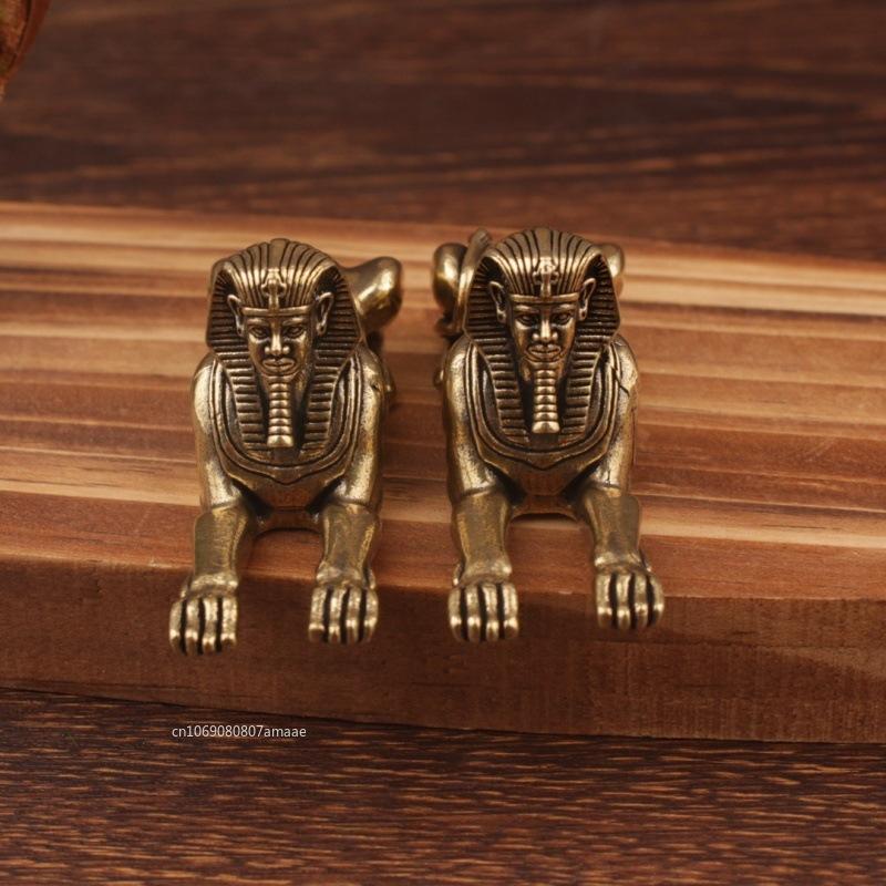 Solid Copper Egypt Sphinx Statue Small Ornaments Brass Guardian Statue Figurines Desktop Decorations Home Decor Accessories
