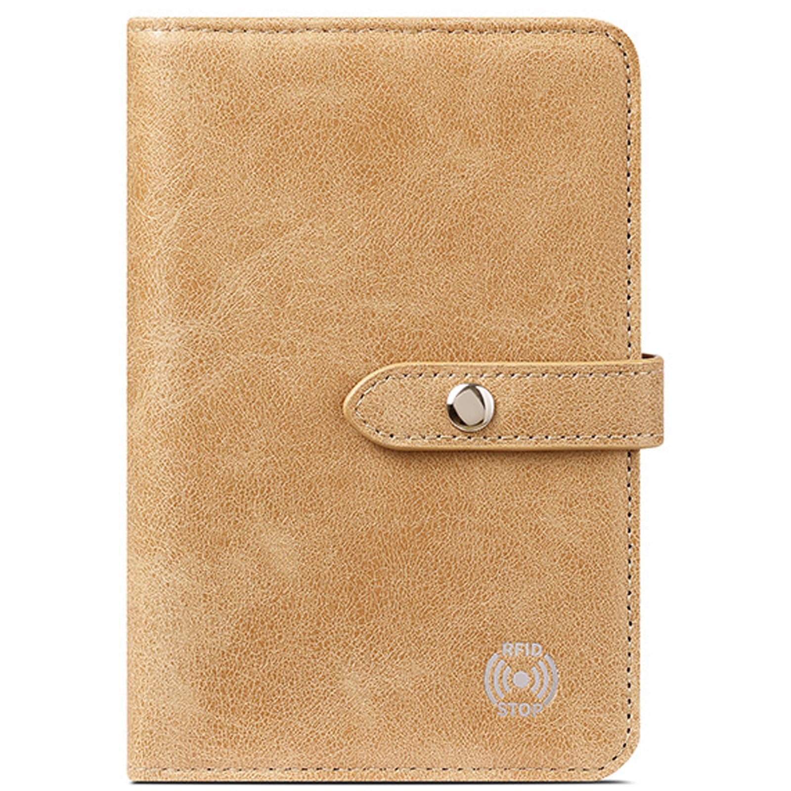

Passport Snap Passport with Pen Holds 2 Holds 4 Premium PU Multifunctional Storage Travel Airline Ticket Business Trip Khaki [RenLianyi] Case,