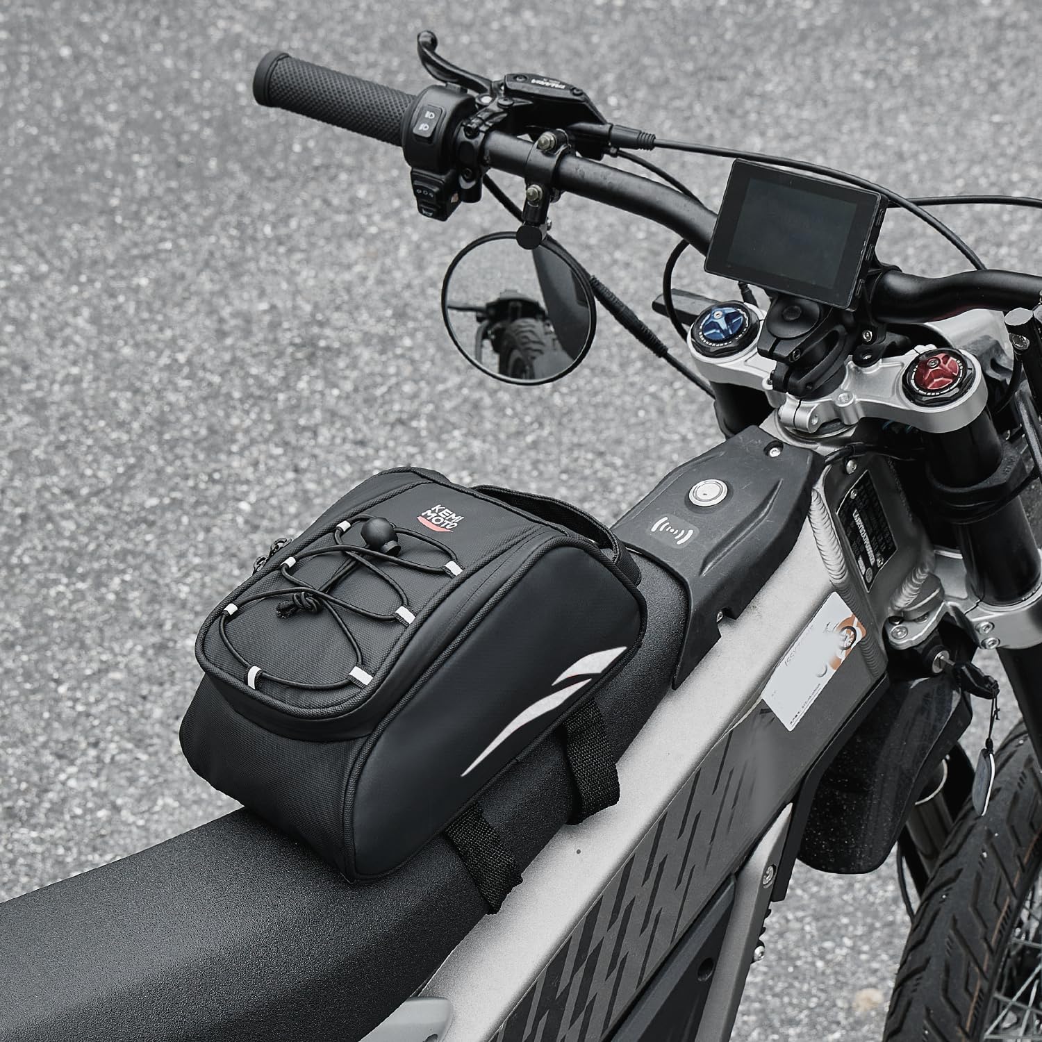 

KEMIMOTO Motorcycle Front Frame Tool and Accessory for Surron Super73 Street Dirt Silver Bag, 2.6L, Organizer, CRF50/110/125F, Bikes,