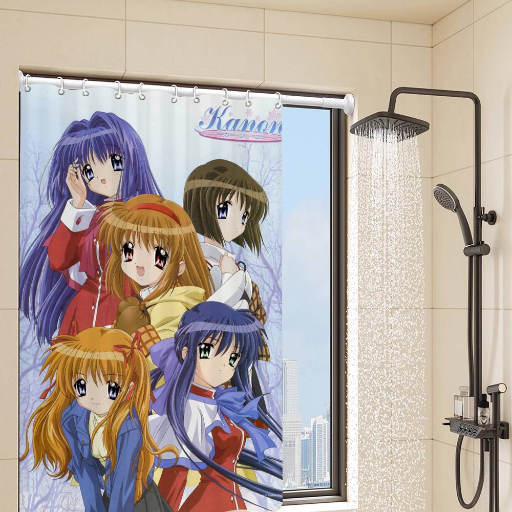 Retro Anime Kanon Girls Bathroom Shower Curtain Shielding Partition Shower Curtain Quick Dry Can Be Scrubable Light Opaque Bath