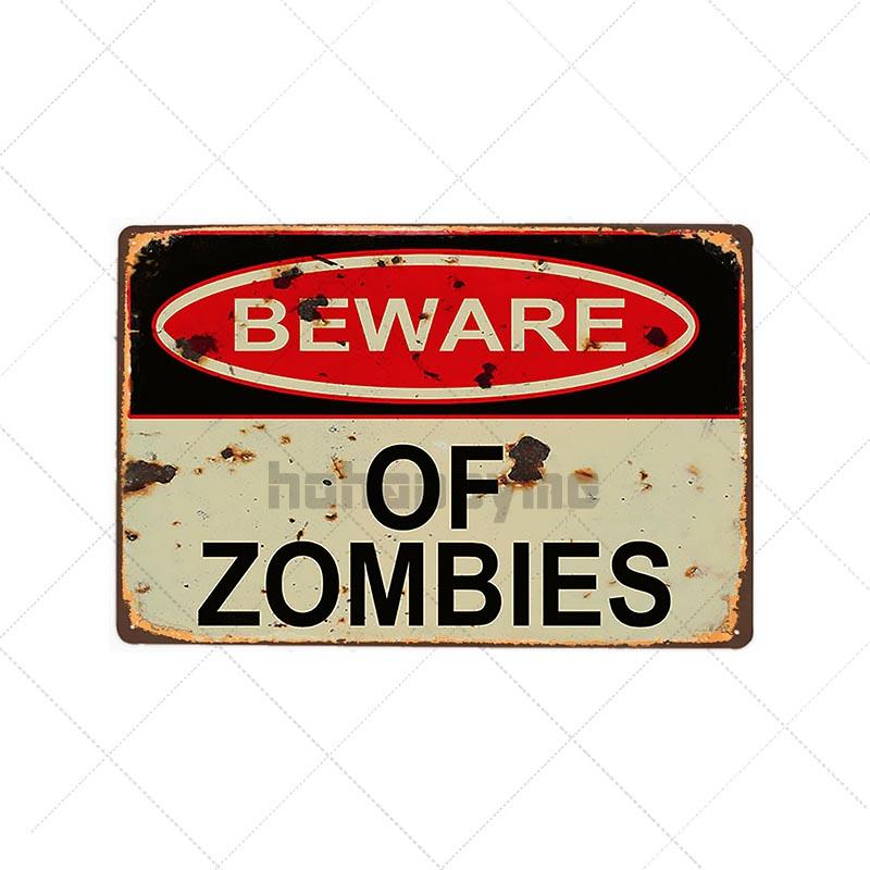 Danger Zombies Zone Retro Sign Metal Plaque Vintage Bar Pub Wall Decorative Plates Funny Poster Home Decor 20x30 CM