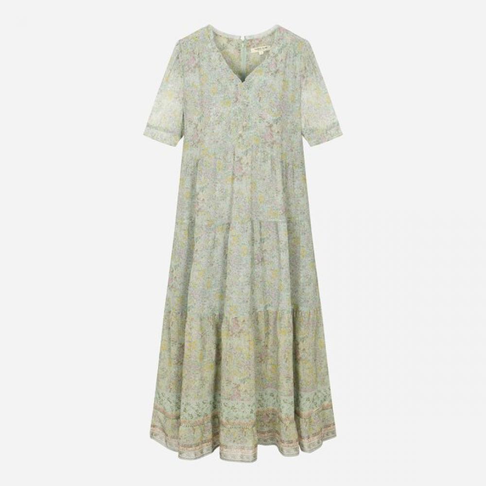 Thursday Island Women Flower Border Mix Frill Dress T264mop246w Mint (MT)/S