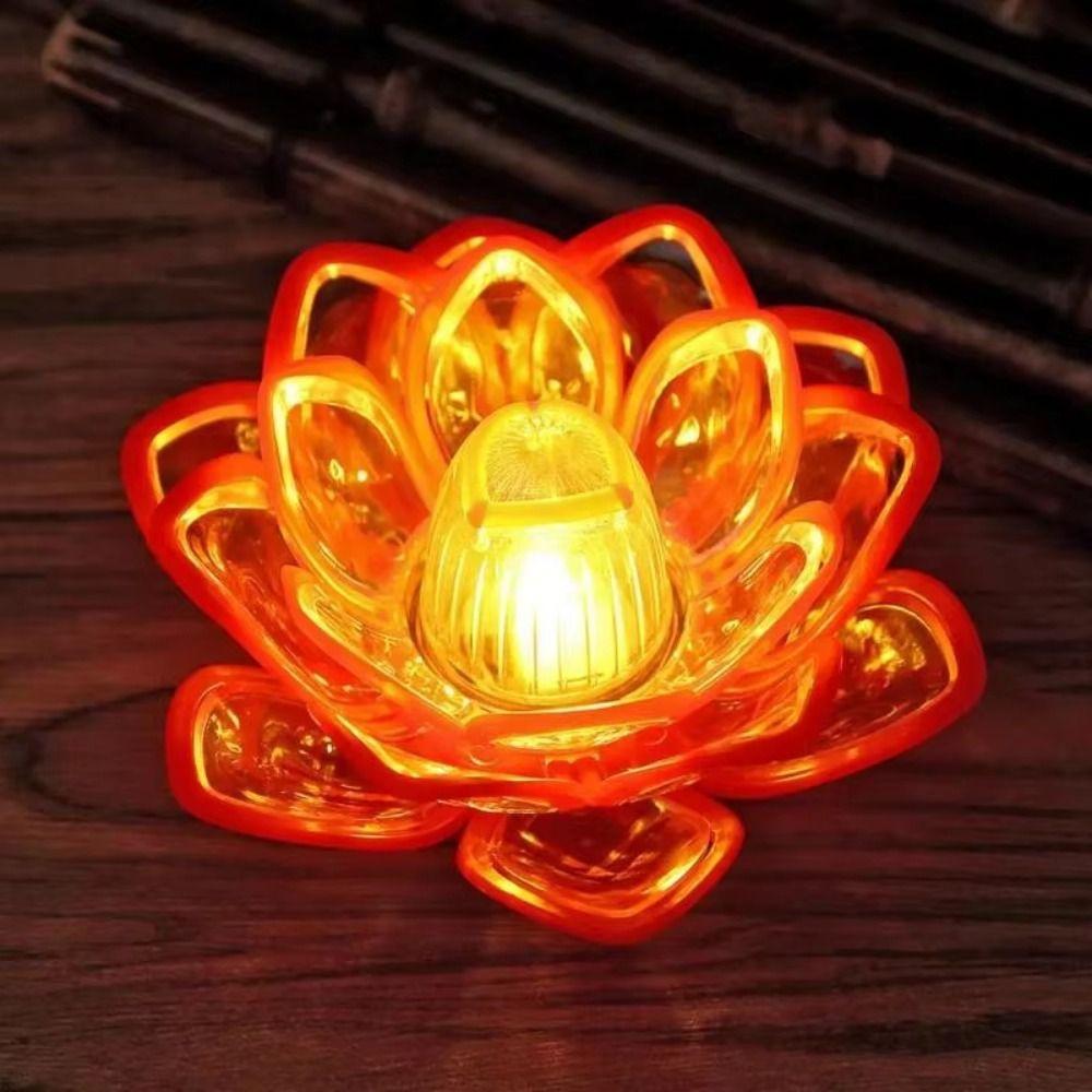 Lotus Outline Design Lotus Candle Lamp Soft LED Light Source Flameless Decor Light Altar Worship