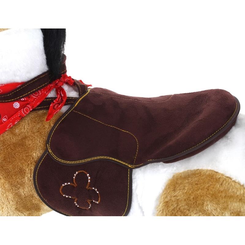 Interactive Rocking Horse Neighs Wagging Tail Cowboy Scarf Beige and White