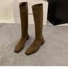 Coarse heel suede elastic boots but knee boots women's shoes autumn and winter new rear zipper tall thin boots