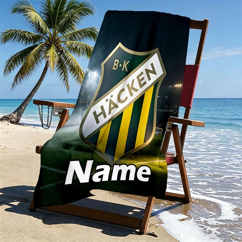 Custom Name Personalized BK Hacken Print Beach Towel, for Trip Camping Beach Party Home Decor, Birthday Gift for Family & Friends