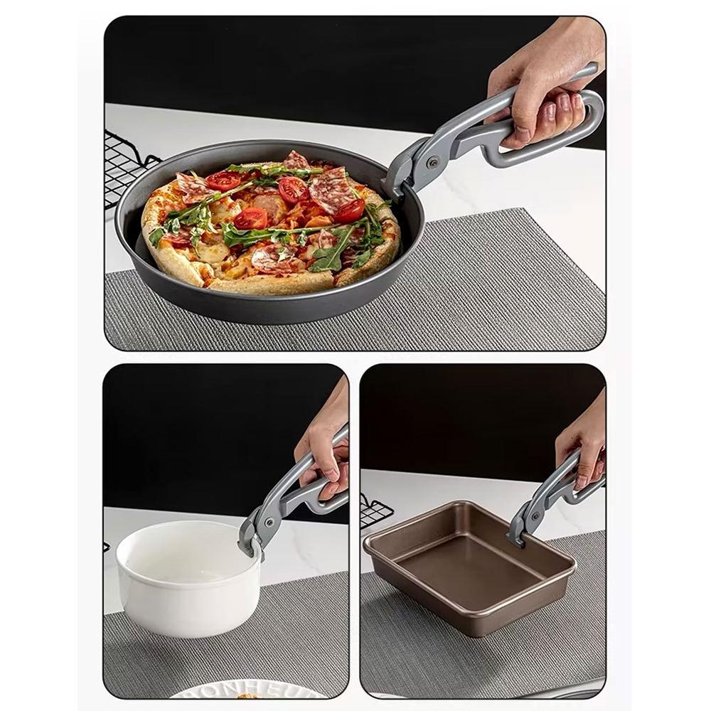 Haushalt Anti-Verbrühungs-Pizza-Pfannen-Greifer Schwerlast-Entnahmewerkzeuge Backblech-Klammer Legierungs-Pfannenzange zum Anheben heißer Pfanne