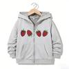 Felpa con cappuccio trendy con cerniera Divertente Casual Dolce Felpe con cappuccio Fragola Giubbotti Ragazzi Ragazze Y2k Felpa con zip Primavera Autunno Felpe con cappuccio