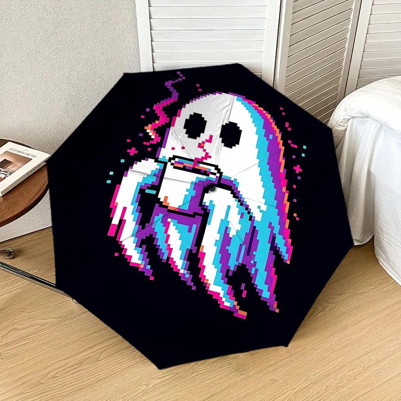 

Ghostly Rainbow Glitch Pixel Art Umbrella: A Unique, Auto-Opening Travel Companion for Outdoor Adventures m1217007