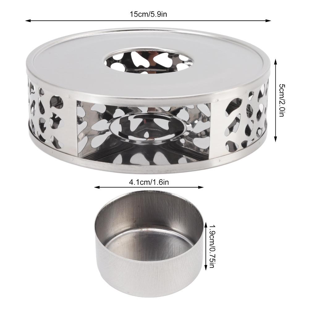 Stainless Steel Teapot Heater Hollow Design Ventilation Hole Teapot Warmer Brushed Finish Silver Tea Warmer Tea Heating