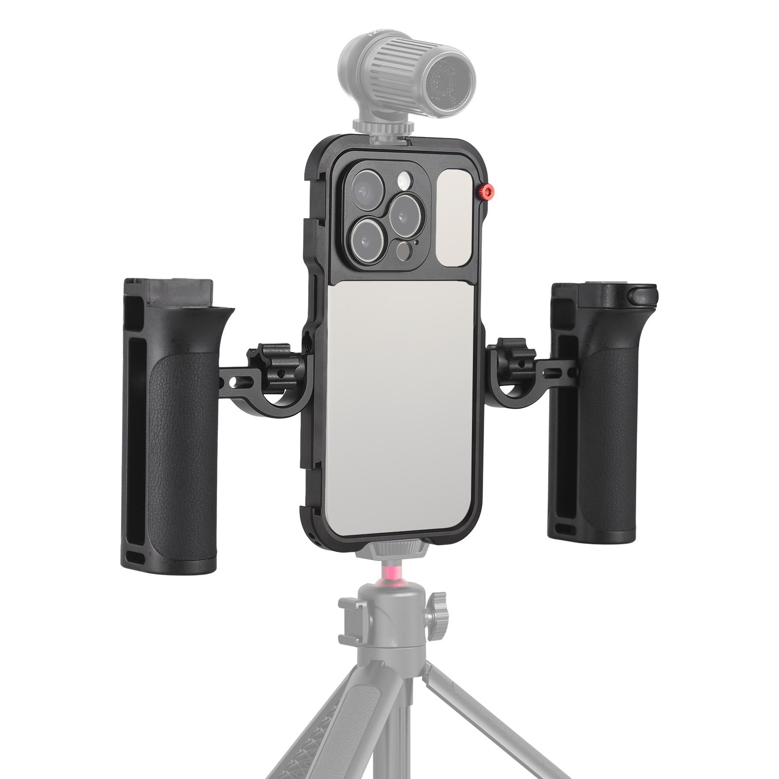 

Portable Phone Cage with Dual Handles Mobile Phone Video Rig Handheld Smartphone Stabilizer Several Cold Shoe Mounts iPhone 14 Pro Max