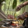 CAMPINGMOON Outdoor Flame-Retardant And Heat-Insulating Double-Layer Detachable Cowhide Fire Gloves