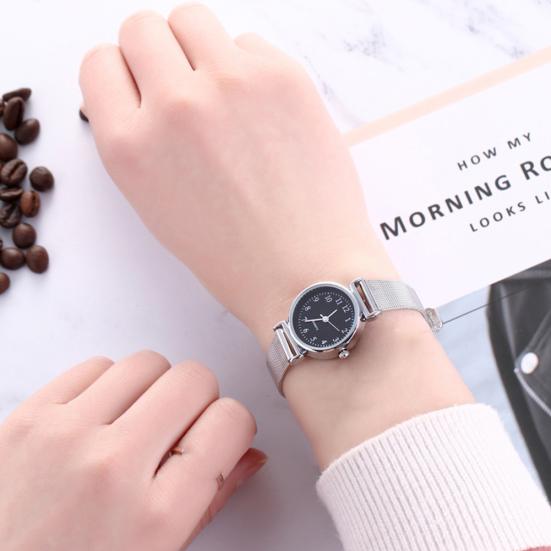 Vintage dámské náramkové náramkové hodinky s kulatým kulatým ciferníkem s arabským číslem Analogové Quartz