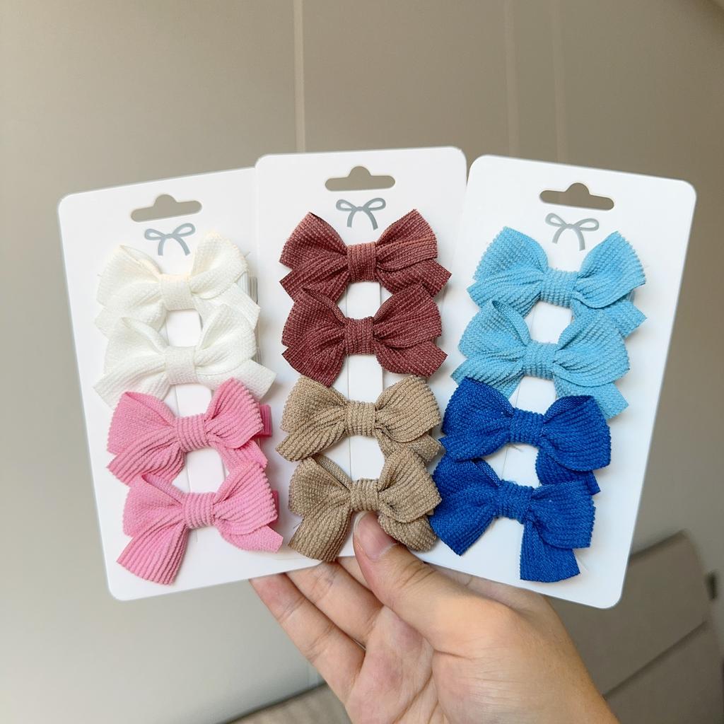 4Pcs Baby Bows Hair Clip For Kids Girls Solid Color Hairpins Barrettes Handmade Headwear Hair Accessories 2.1Inches