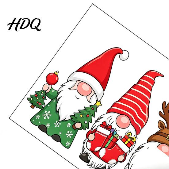 Indoor Outdoor Decor Christmas Gnome Static Window Sticker PVC Waterproof Clings Cartoon Glass Stickers Decals Cute Faceless Dwarf for Home
