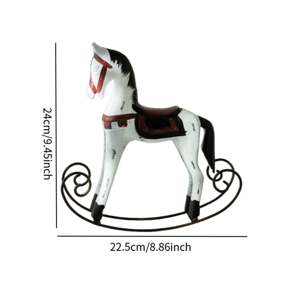 Wooden Horse Figurine Rocking Horse Statue for Garden Living Room Home Decor Collectible Animal Sculpture Desktop Shelf Home