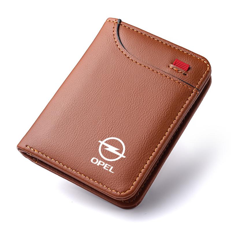 Car Emblem Soft Wallet Leather Mini Credit Card Purse Portable Small Wallet For Opel Astra H Insignia Mokka Zafira Corsa Vectra