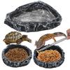 Reptile Feeding Dish Realistic Stone-Like Reptile Water Dish Food Bowl Terrarium Reptile Feeding Corner Bowl for Bearded Dragons Lizard Frog Gecko