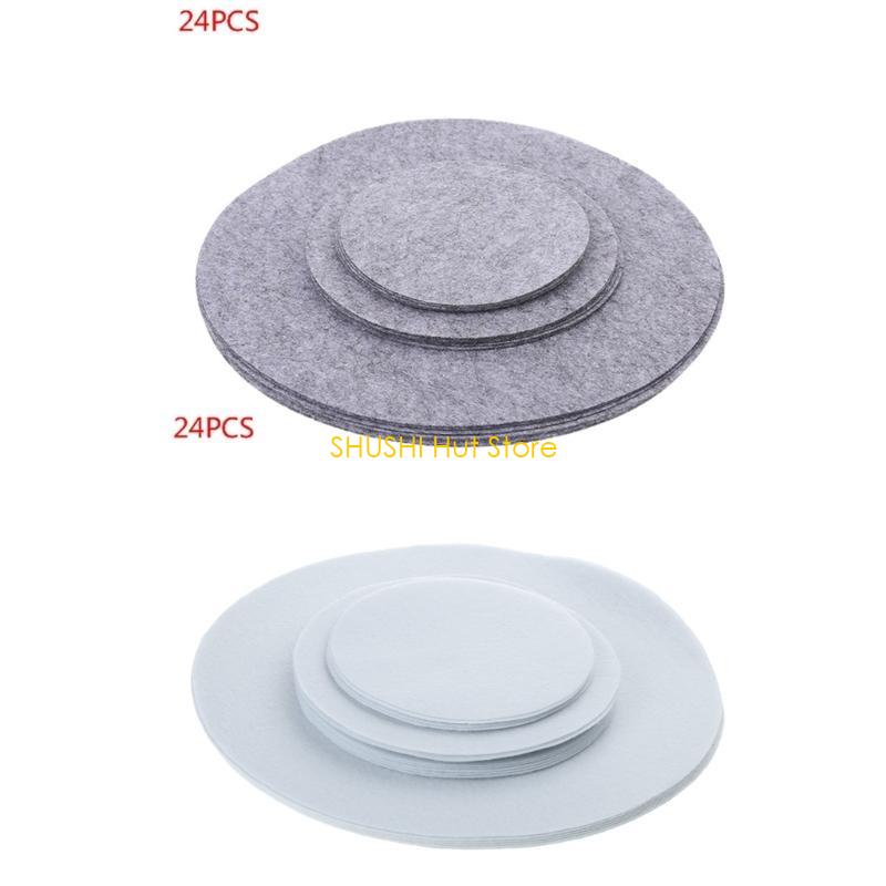 Set of 24 Soft Felt Plate Dividers 3 Sizes Pan Separator Pads Cookware Bakeware D57B