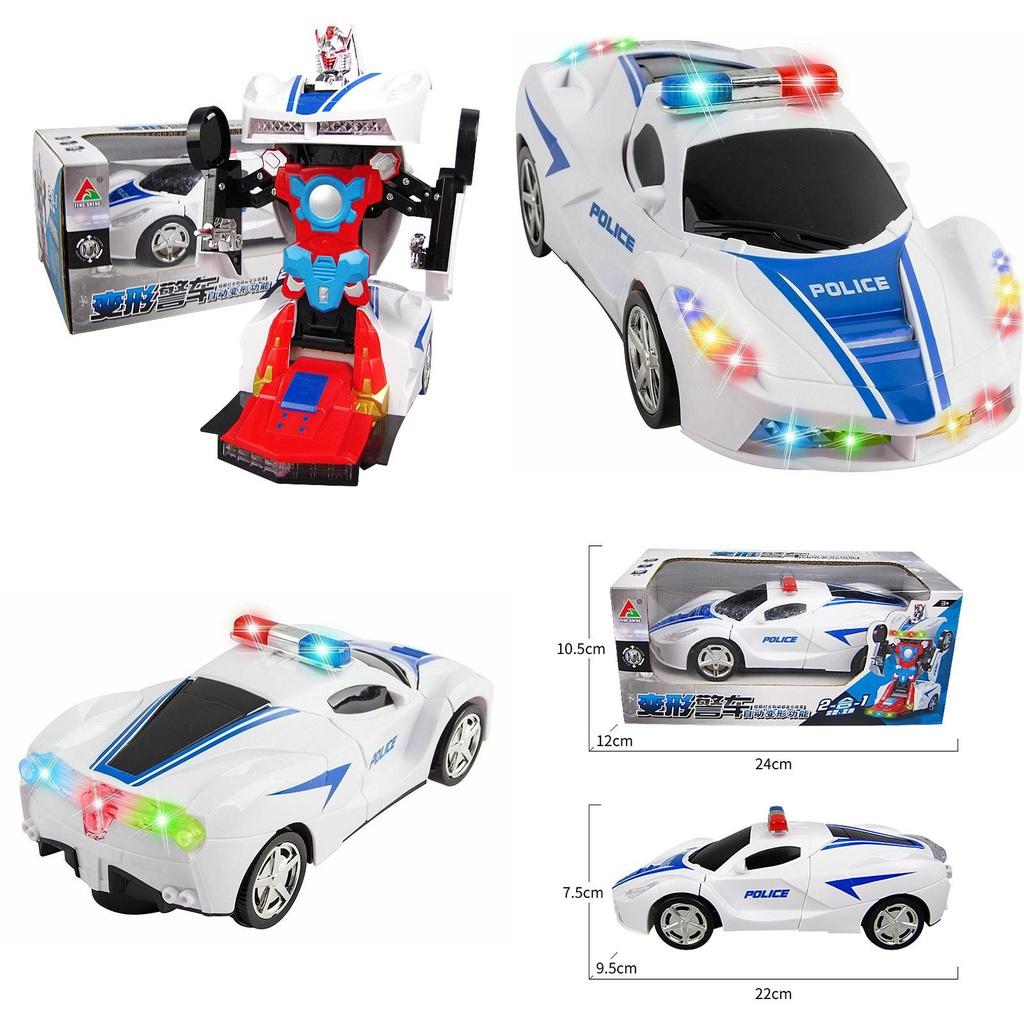Exciting Deformable Robot Police Car Toy With Flashing Lights And Sounds For Kids